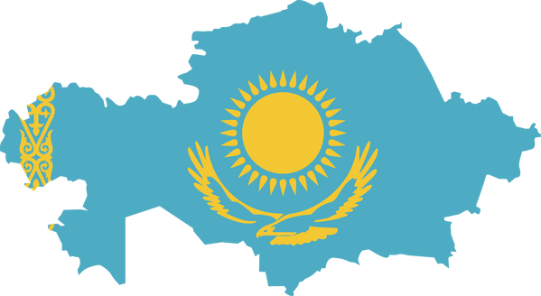 Kazakhstan map city vector style color of country flag.