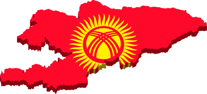 3d isometric Map of Kyrgyzstan with national flag